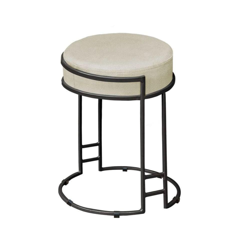 Puff Decorativo Sarah Sala E Recepção Metal Preto Em Veludo