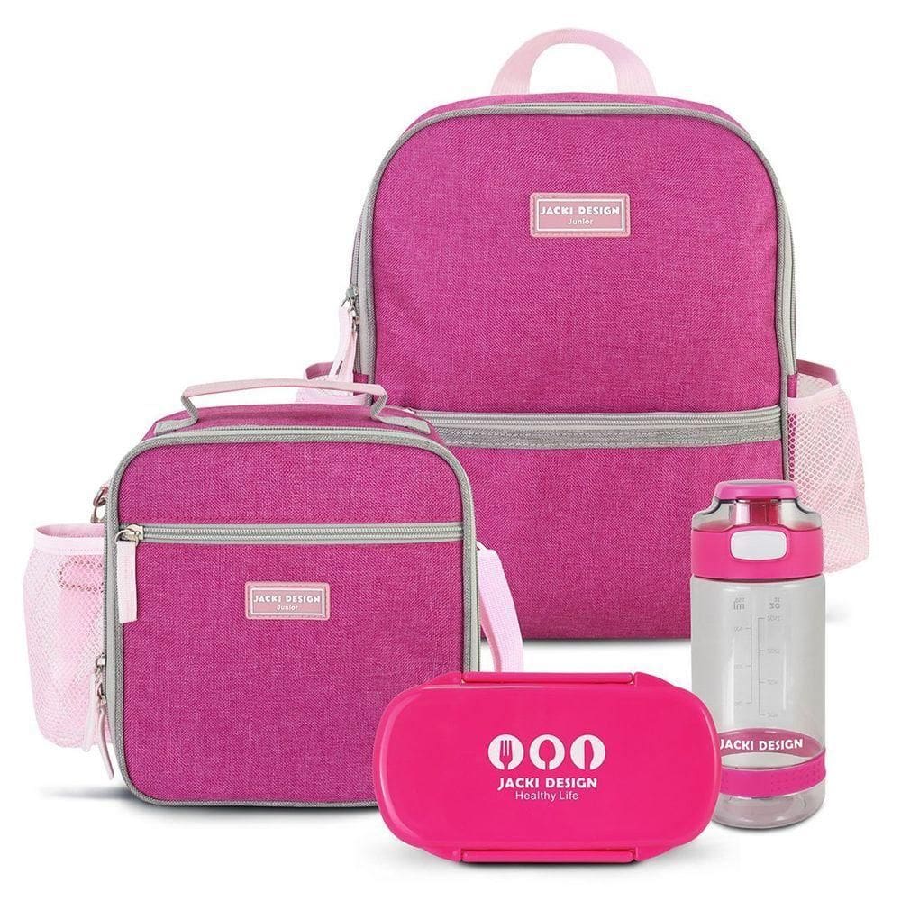 Conjunto Lancheira Térmica Com Pote E Garrafa - Mochila Escolar Pink