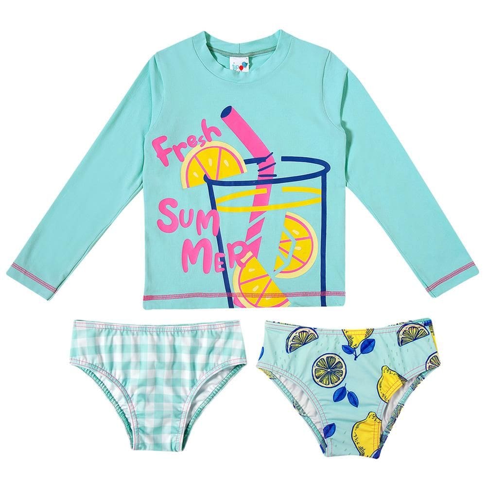 Kit Praia 1 Camiseta + 2 Calcinhas Tip Top Verde Água 2535143K