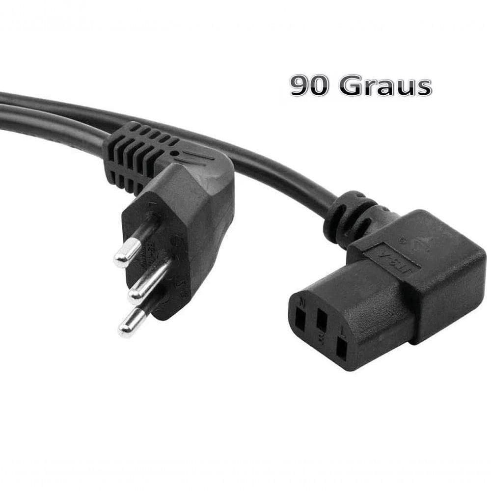 Cabo Força Tripolar Para Pc Tv Monitor Conector 90º Em L - 1,5 Mts