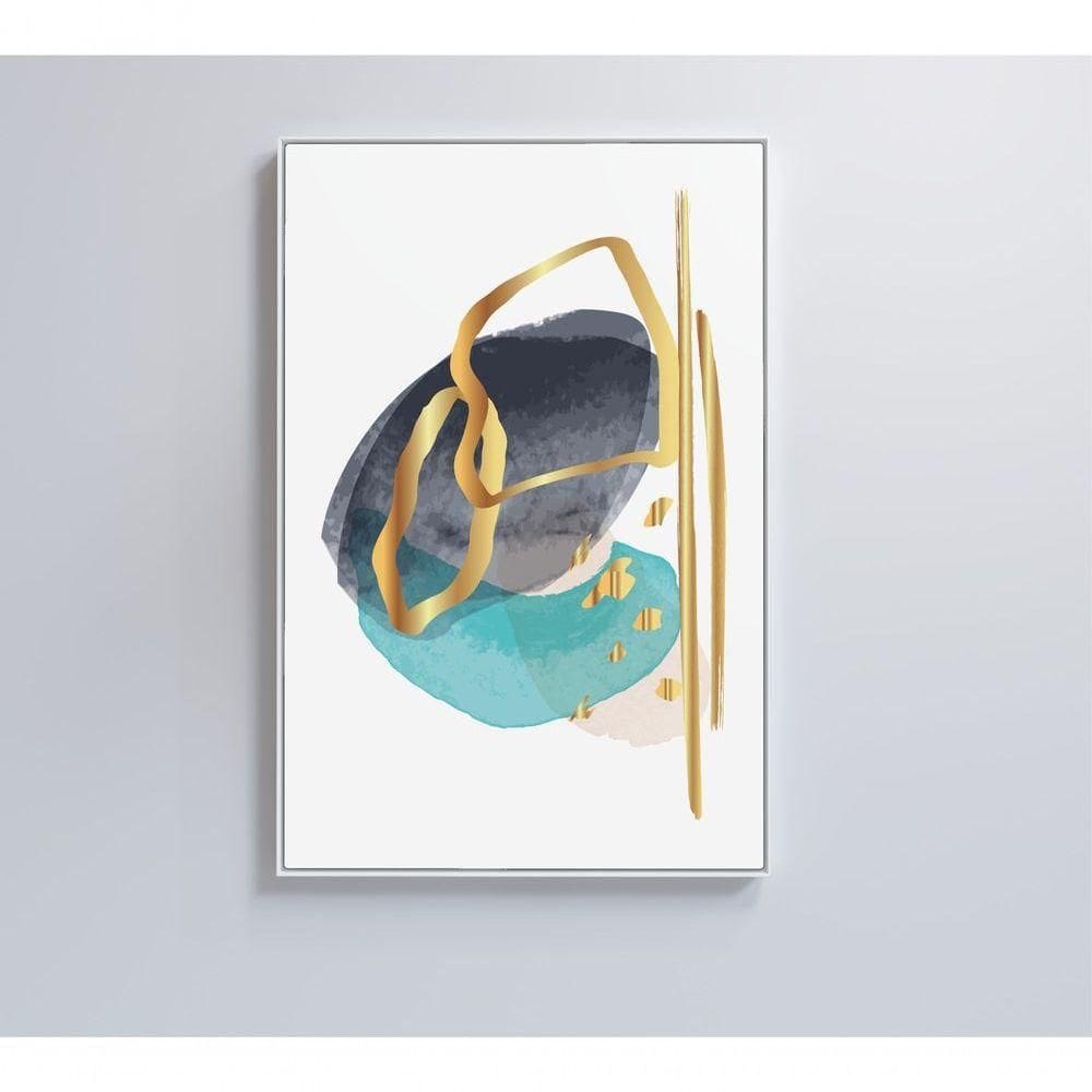 Quadro Abstrato Linhas Douradas 2 40x60 Cm Tecido Canvas