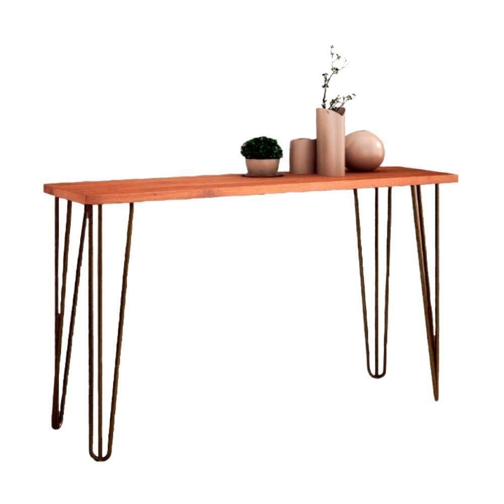 Aparador Decorativo Roma Tampo Madeira Pé Metal