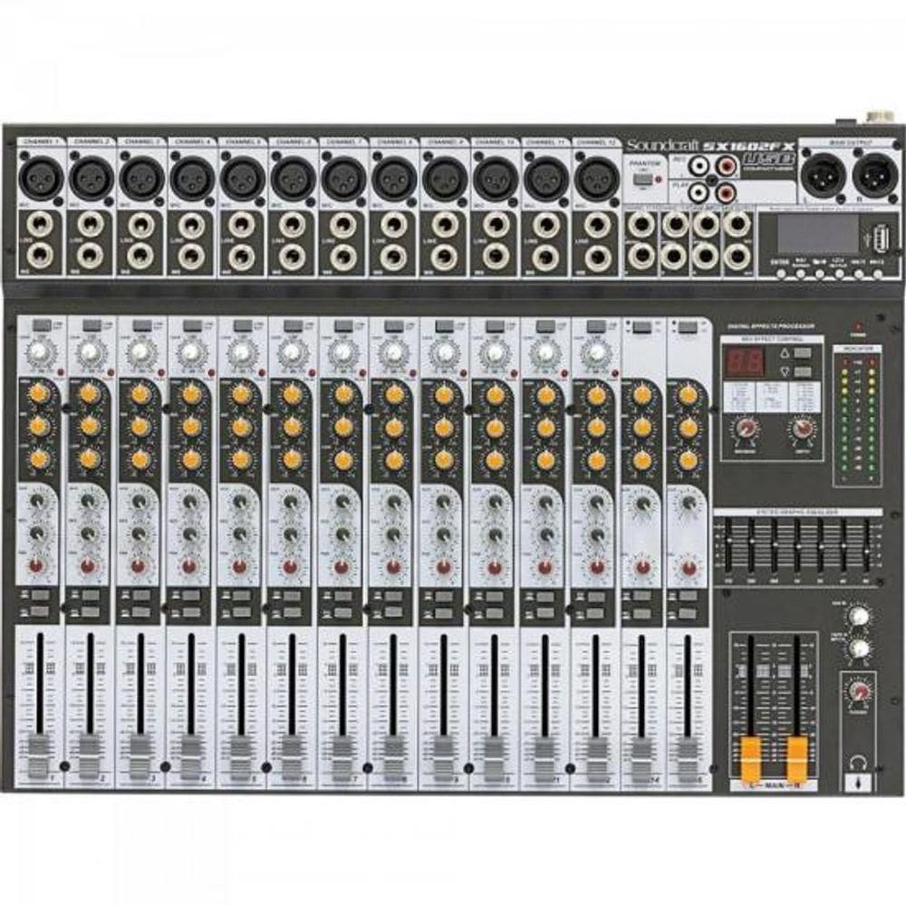 Mesa De Som Soundcraft Sx1602fx 16 Canais Usb Cinza