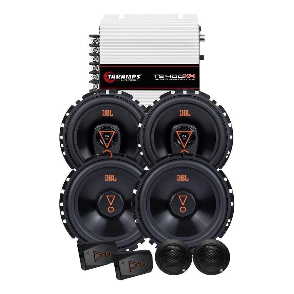 Kit 2 Vias 6  JBL 62VMS80 160W + Par Alto Falantes 6  Triaxiais JBL 6TRMS80 160W + Módulo TS400x4