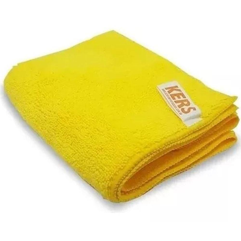 Kit Com 6 Flanela Microfibra Amarela 40x60cm 360gsm - Kers
