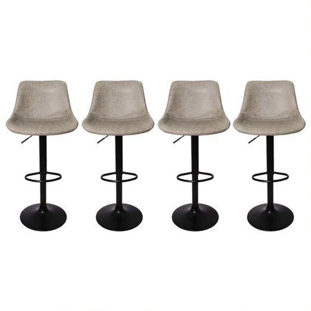 Kit 4 Banquetas Estofadas c/encosto p/Cozinha Gir.Cinza