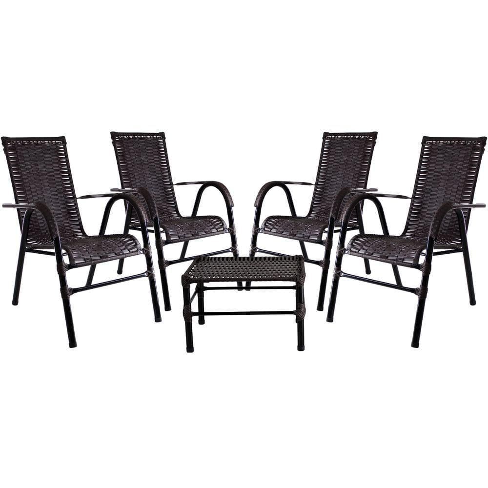 Conjunto Cadeiras Mesa De Centro Bela Tabaco Edícula