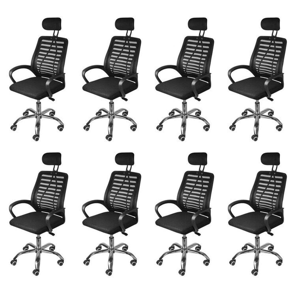 Kit 8 Cadeiras para Escritório Presidente Tela Mesh Viena 3324 Preto