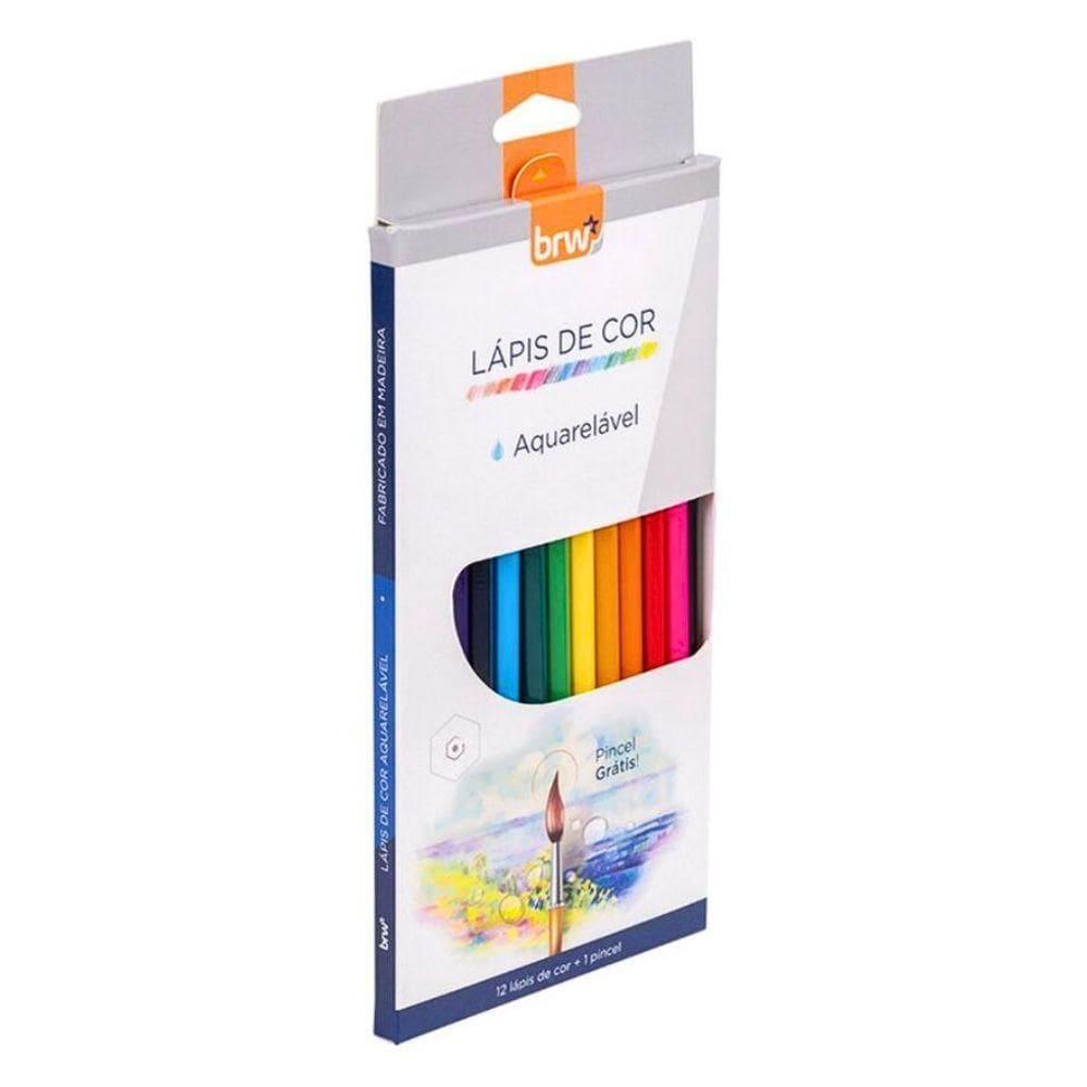 Lápis De Cor 12 Cores Sextavado Aquarelável Brw