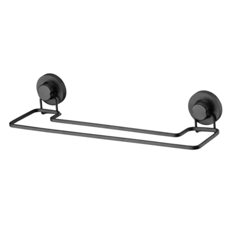 Toalheiro Duplo com Ventosa Redonda Black - Steel