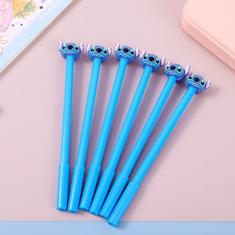 Caneta em Gel Preta 0.5mm Stitch Personagem Disney Ponta Extra Fina 2, 4, 6 ou 8 Unidades (Á Escolher)