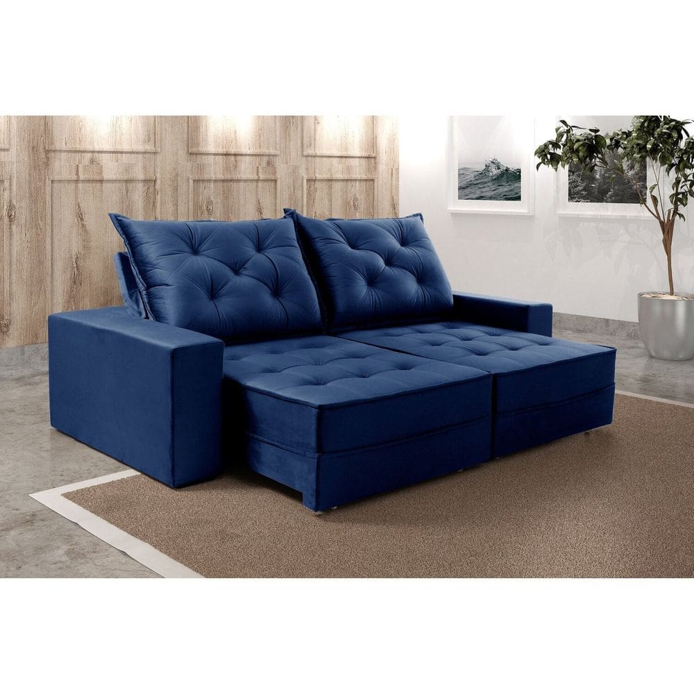 Sofá Retrátil e Reclinável 2 Lugares 210cm Ágata Azul