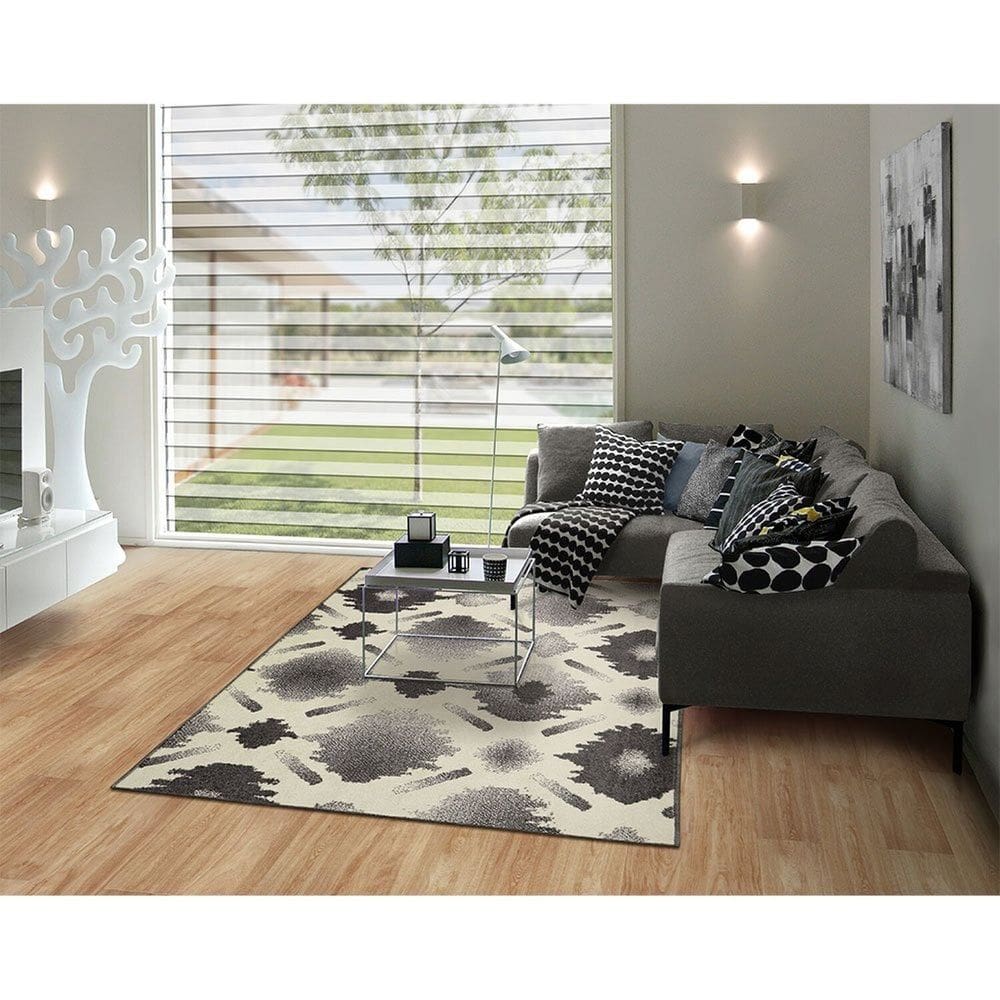 Tapete 150x200cm Grey And White Sala de Estar Cinza