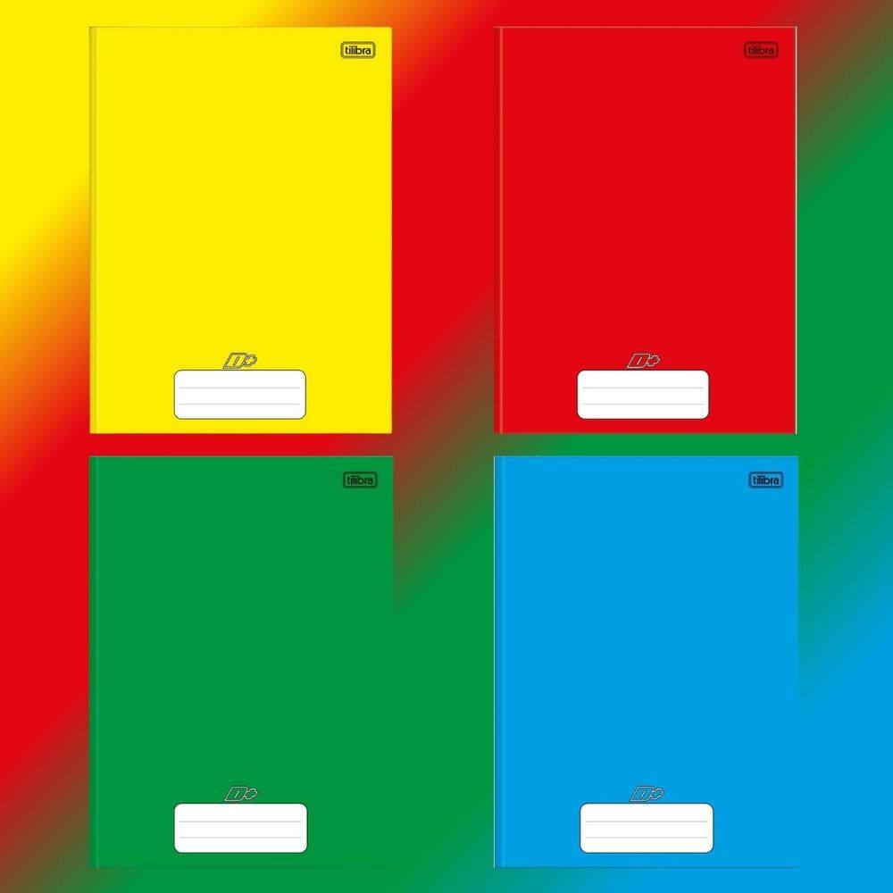 Kit 04 Caderno Brochura Grande Universitário 20x27,5cm D+ 96 Folhas Capa Dura Tilibra