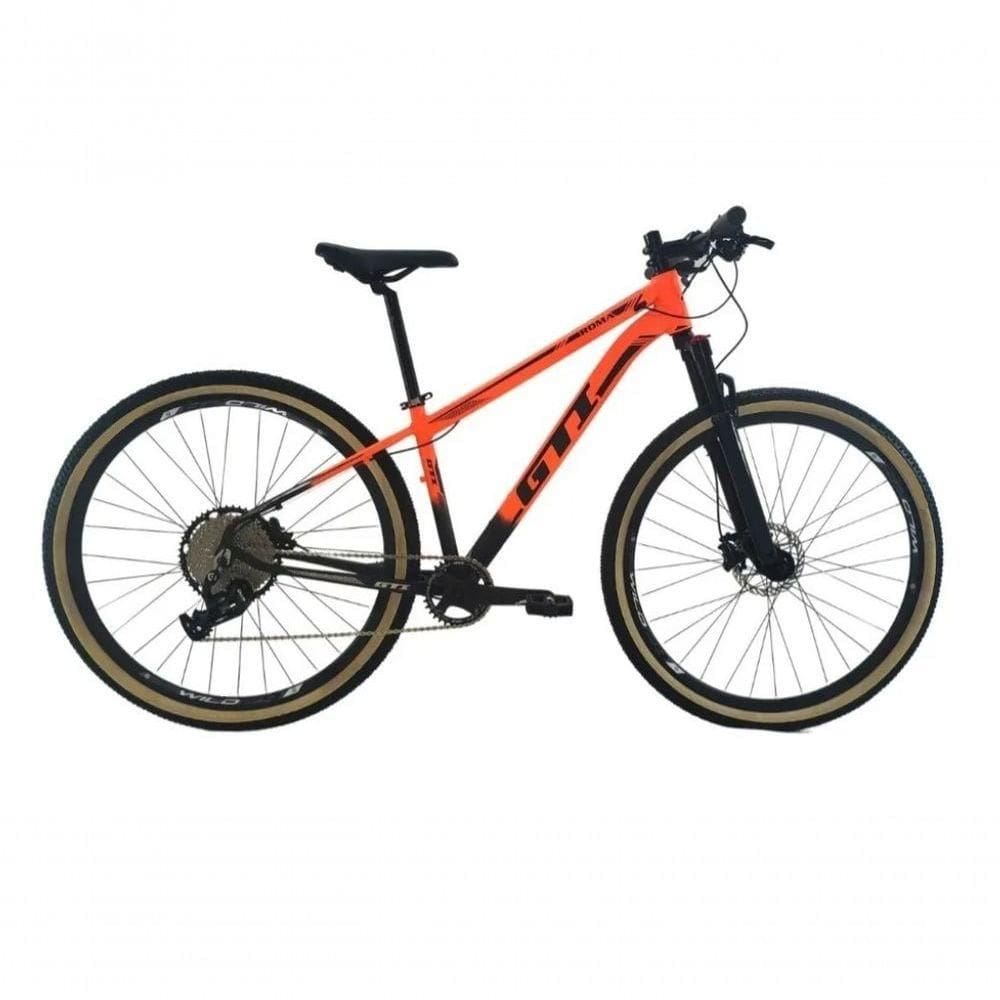 Bicicleta Aro 29 Gti Roma 12v Garfo Com Trava K7 11/50 Freios Hidráulicos Kit 1x12 Pneu Bege - Laranja/preto Tam.15