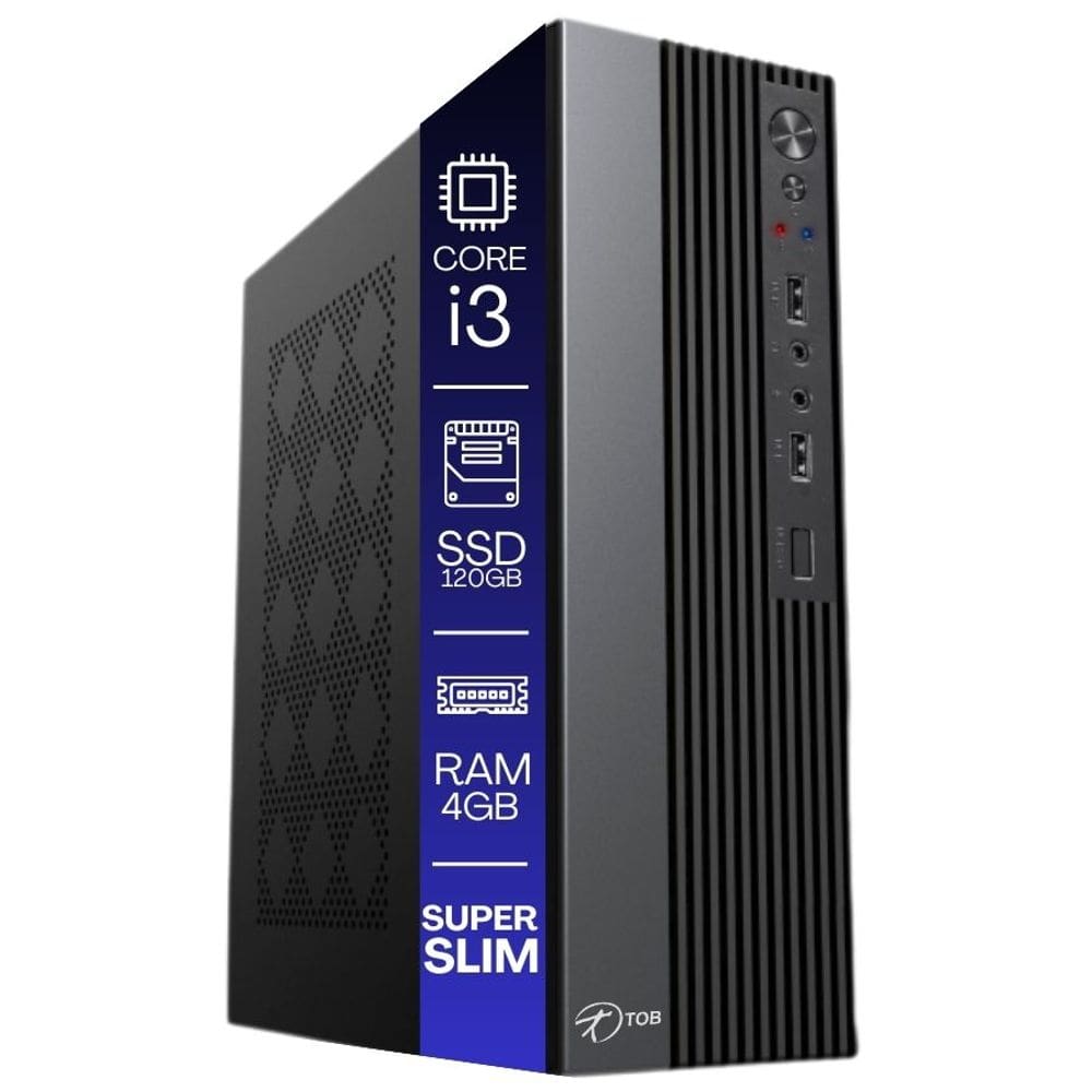 Computador TOB Slim Intel Core i3 SSD 120GB Memória 4GB Windows 10 Trial Desktop PC CPU