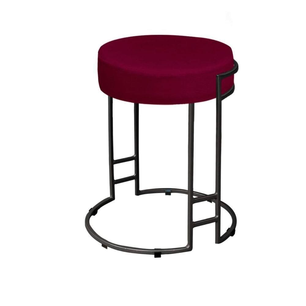 Puff Decorativo Sarah Sala E Recepção Metal Preto Em Veludo