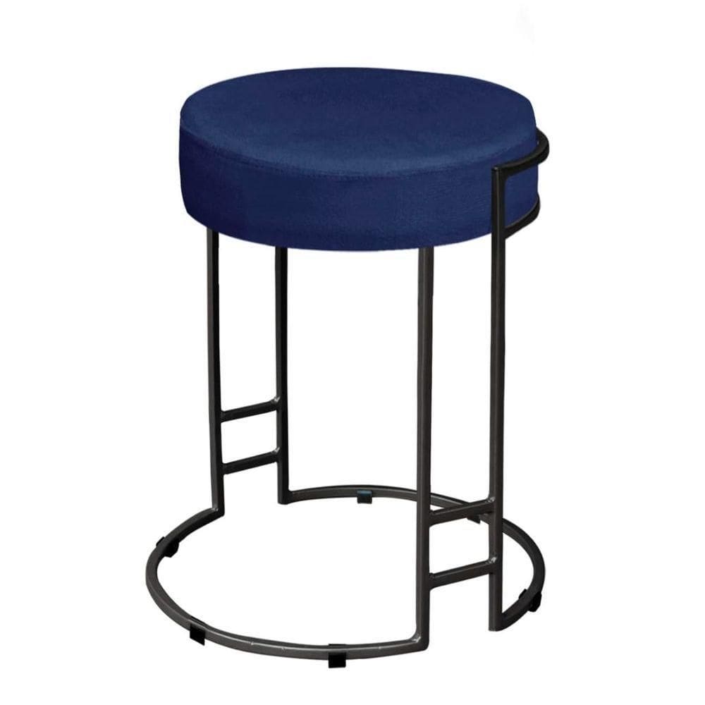 Puff Decorativo Sarah Sala E Recepção Metal Preto Em Veludo