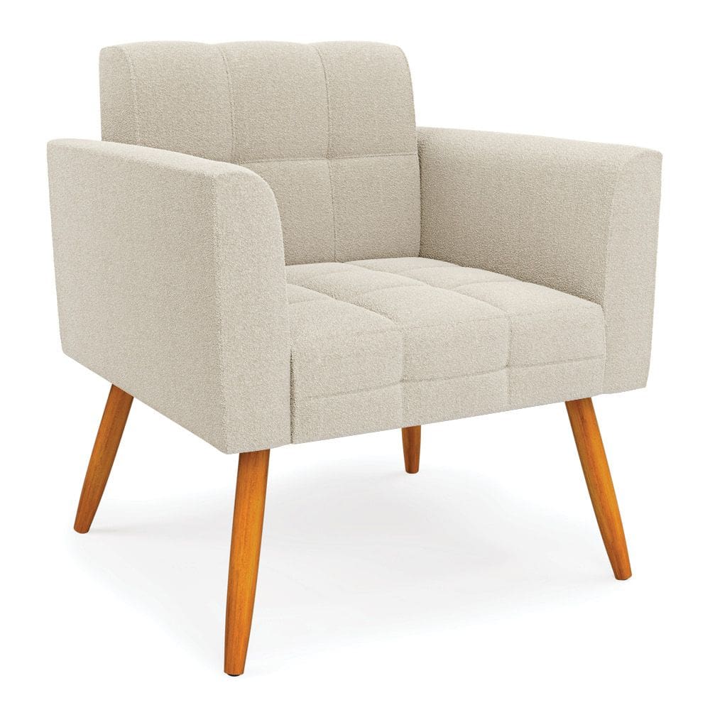 Poltrona Sala de Estar Pé Palito Castanho Elisa Bouclê D03 - D`Rossi