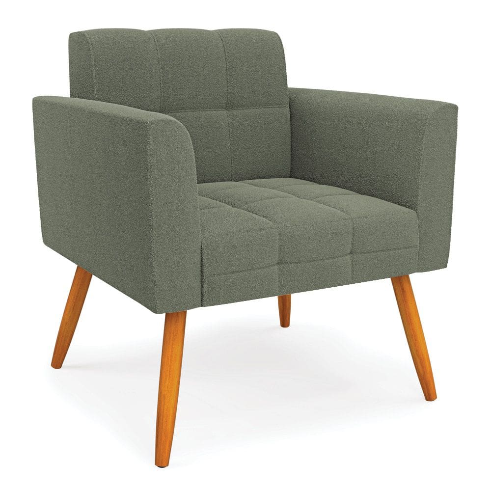 Poltrona Sala de Estar Pé Palito Castanho Elisa Bouclê Menta D03 - D`Rossi