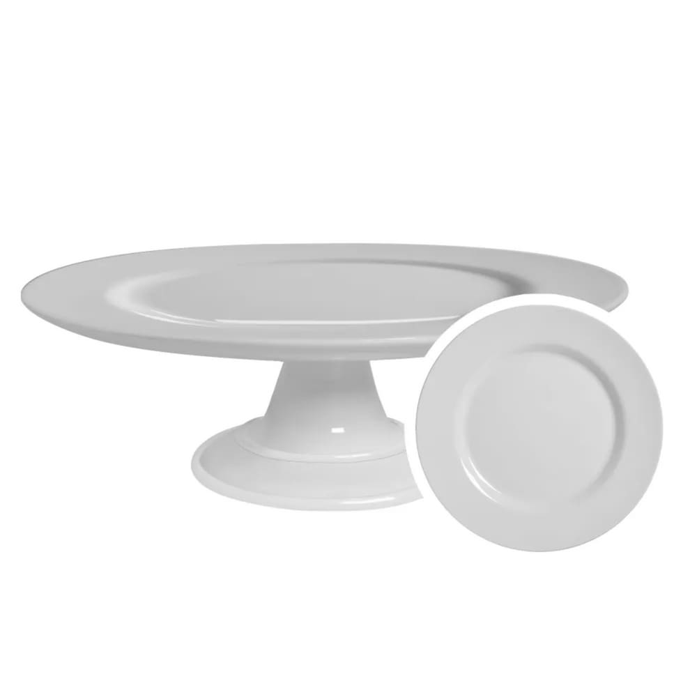 Boleira de Cerâmica com Pé Branca 34cm - Alleanza