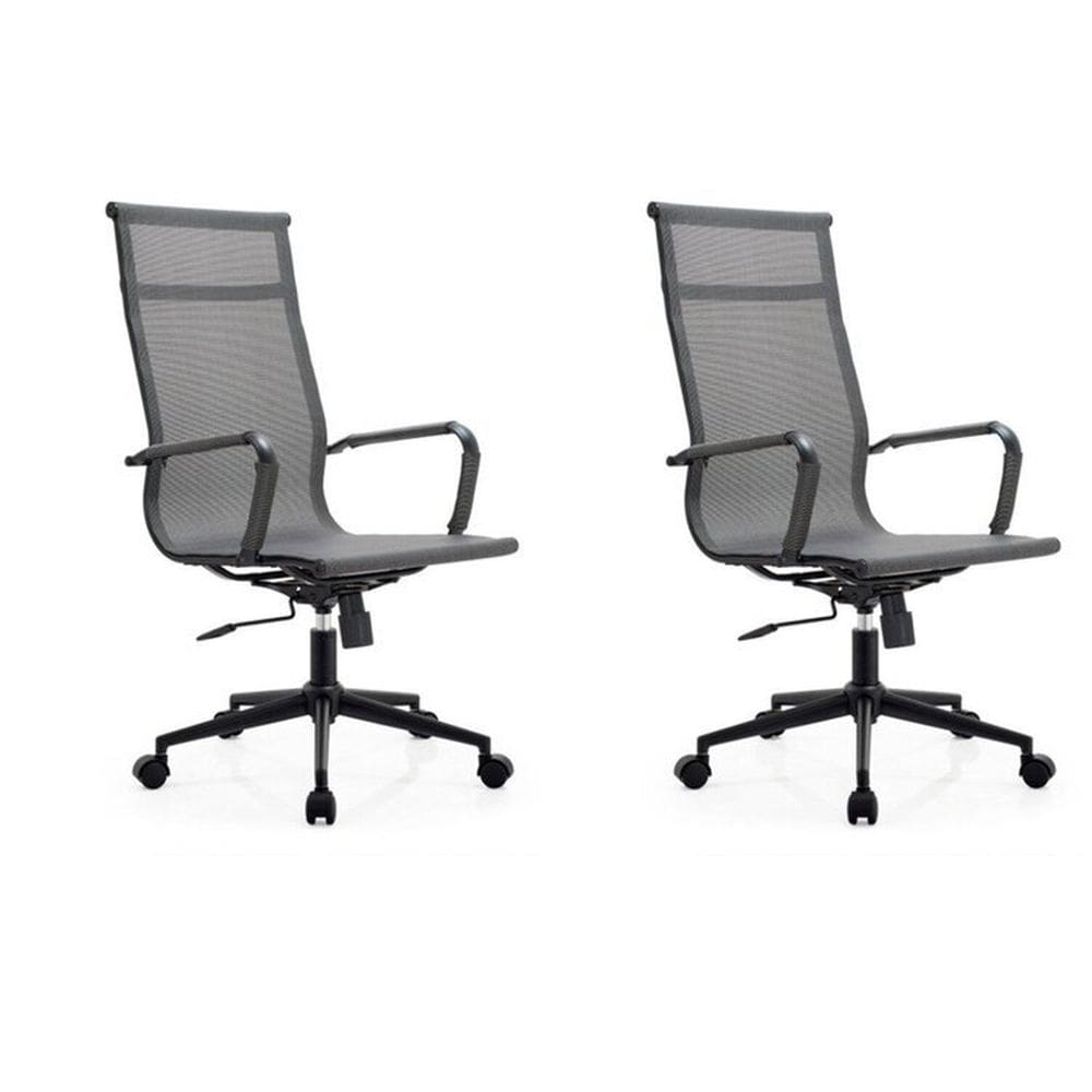 Kit 2 Cadeiras para Escritório Presidente Esteirinha Dark Tela Mesh 3303 Cinza