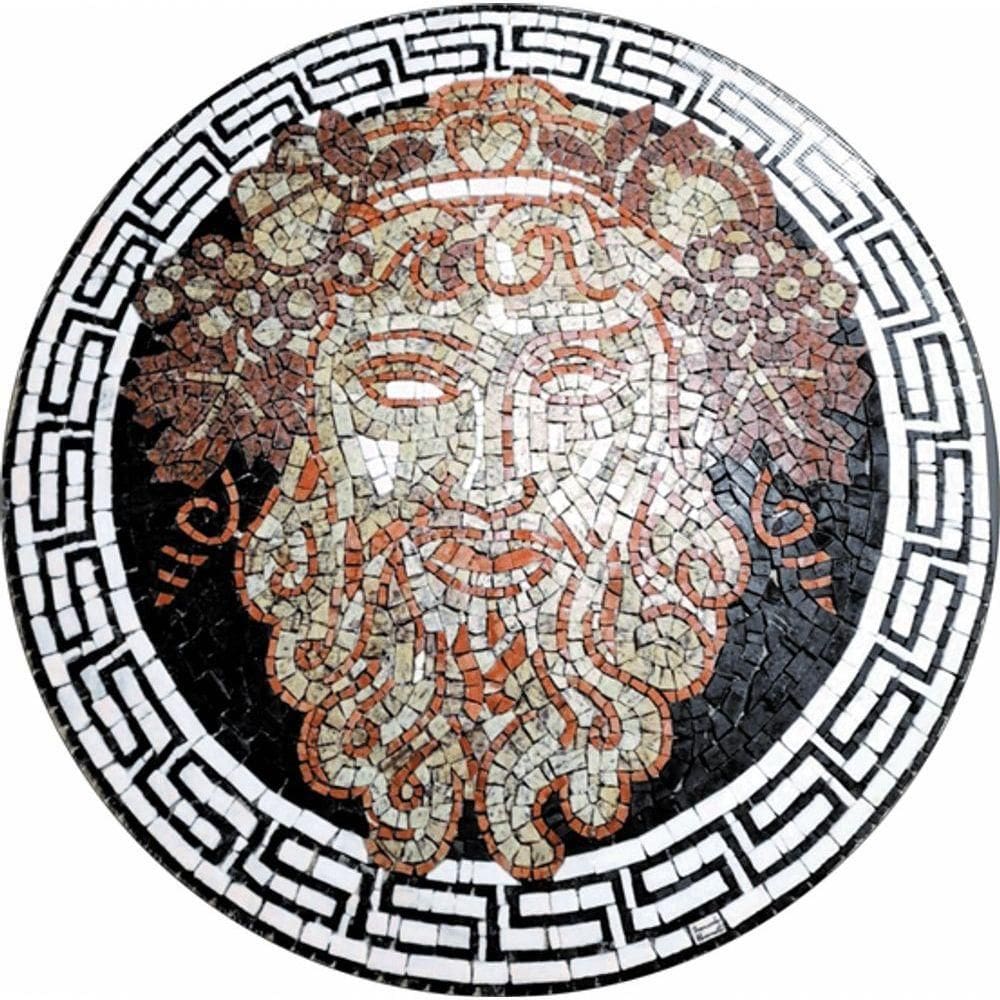 Piso Em Mosaico Romano O Deus Bacco Tamanho 150cm