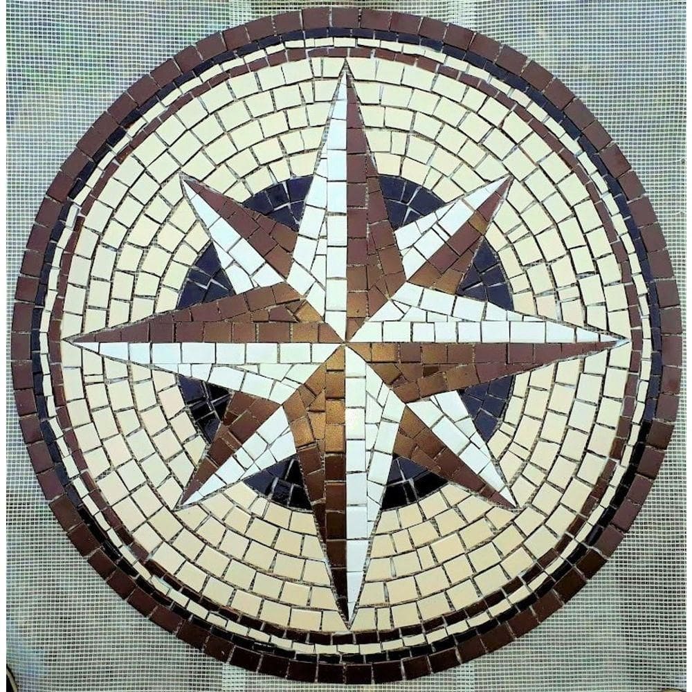 Rosa Dos Ventos Em Mosaico Cerâmicas Tamanho 100cm