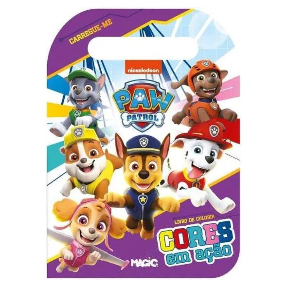 Livro Infantil Colorir Cores em Ação Carregue-Me Patrulha Canina Magic Kids