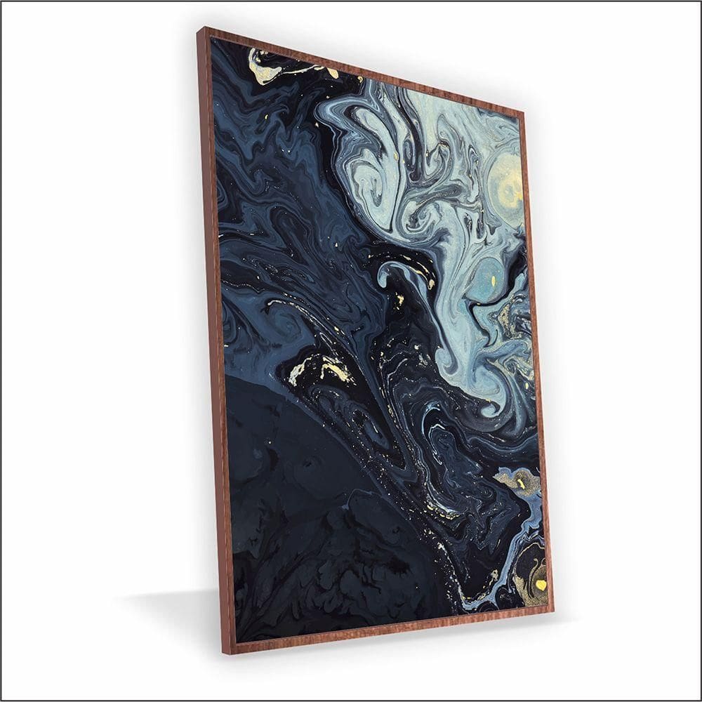 Quadro Marmorizado Chique Canvas Sem Vidro Tamanho-moldura 120x80 Filete Cor Madeira