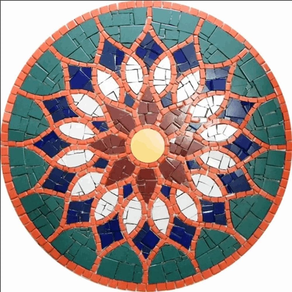 Mandala Indiana Piso Mosaico Vitral árabe Cerâmico Tamanho 80cm
