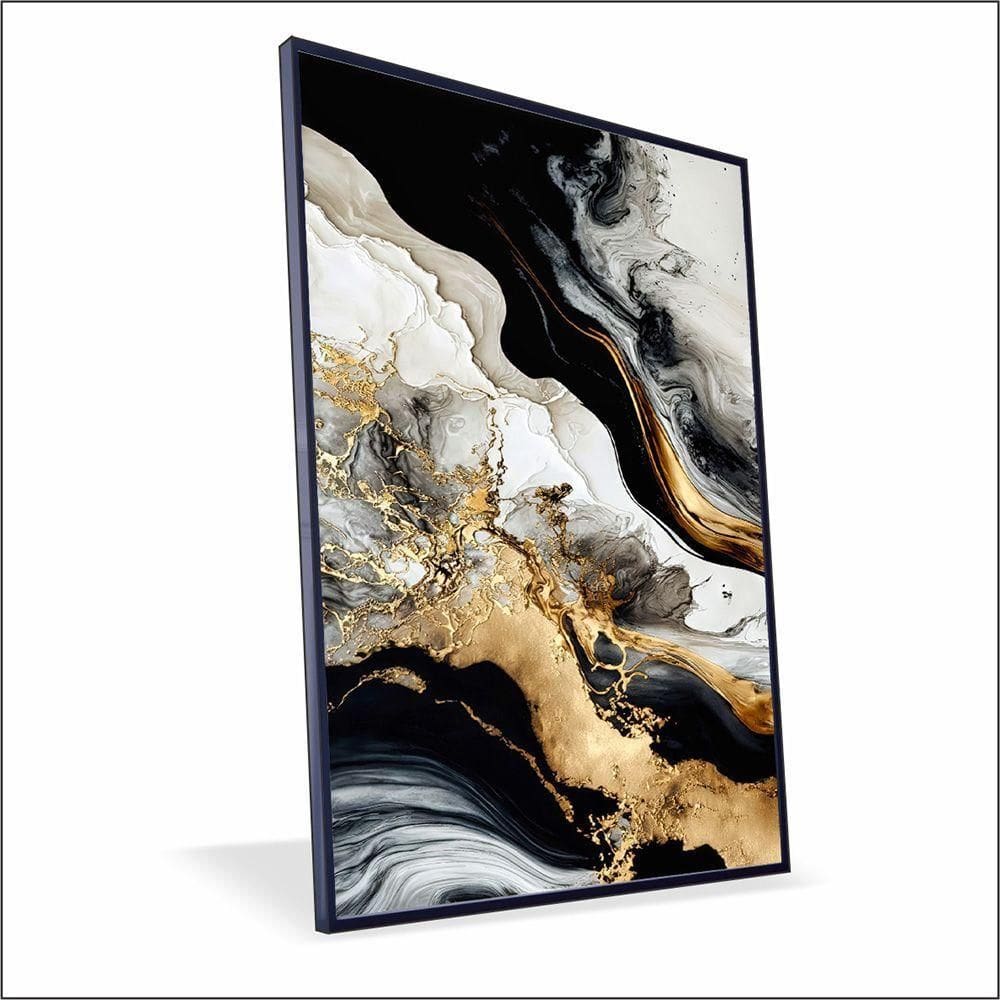 Quadro Marmorizado Chique Canvas Com Vidro Tamanho-moldura 150x100 Caixa Cor Preta
