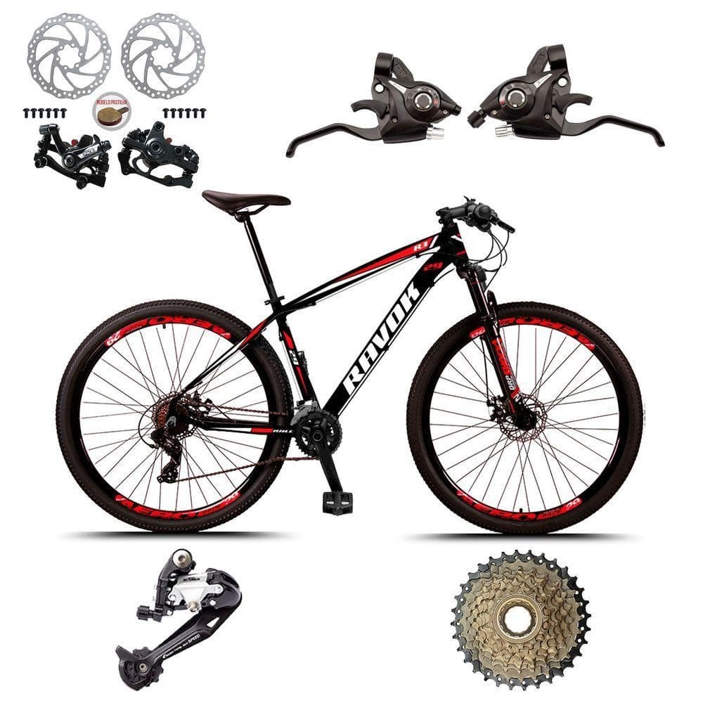 Bicicleta Aro 29 Alumínio Freio A Disco 27 Velocidades Alavanca Cor:vermelho;tamanho:17\"