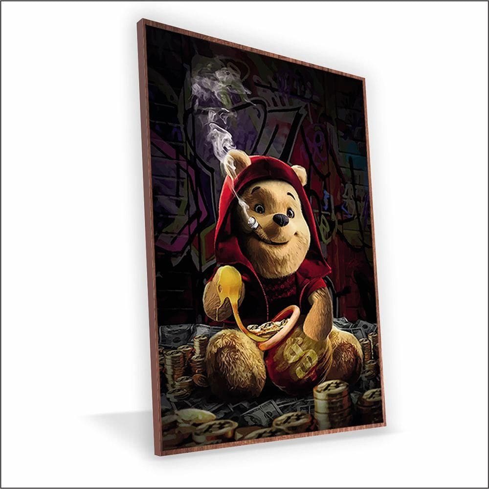 Quadro Ursinho Pooh Canvas Sem Vidro Tamanho/moldura 20x30 Baixa Cor Madeira