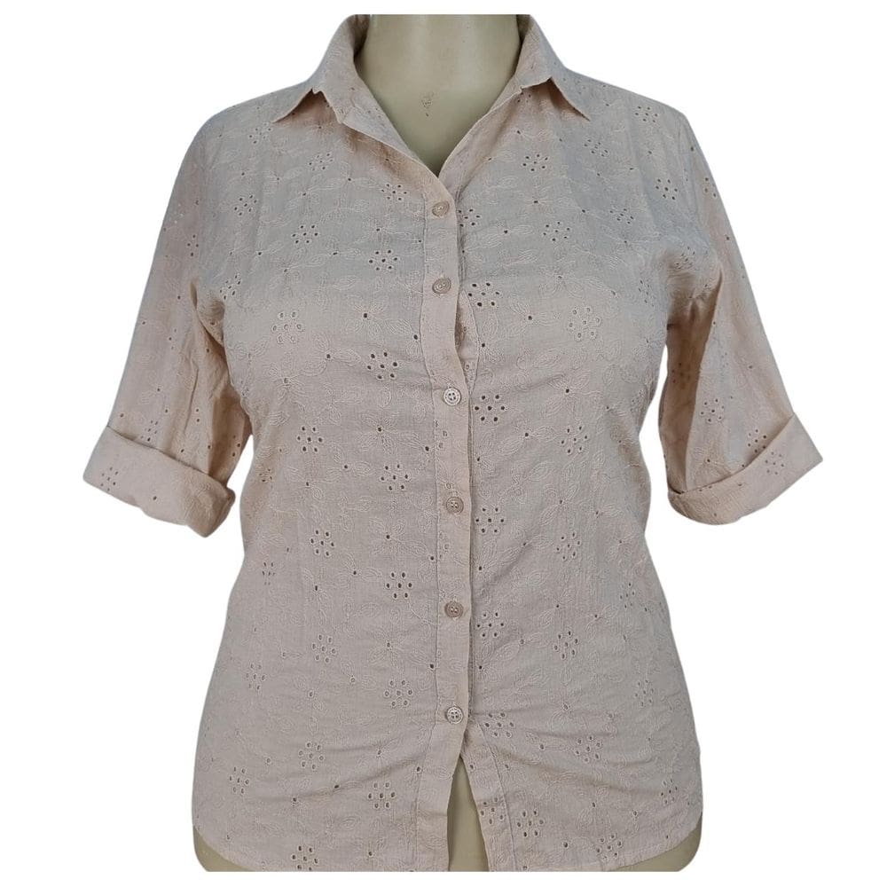 Camisa Camisete Manga 3/4 Laise Nude Doce Brisa Plus Size