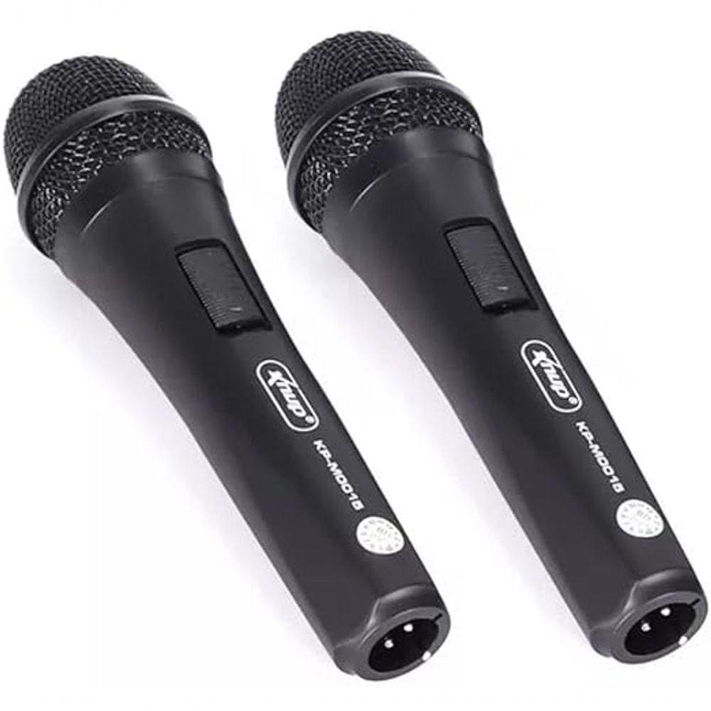 2 Microfone Com Fio Duplo Profissional Modelo Kp-m0015