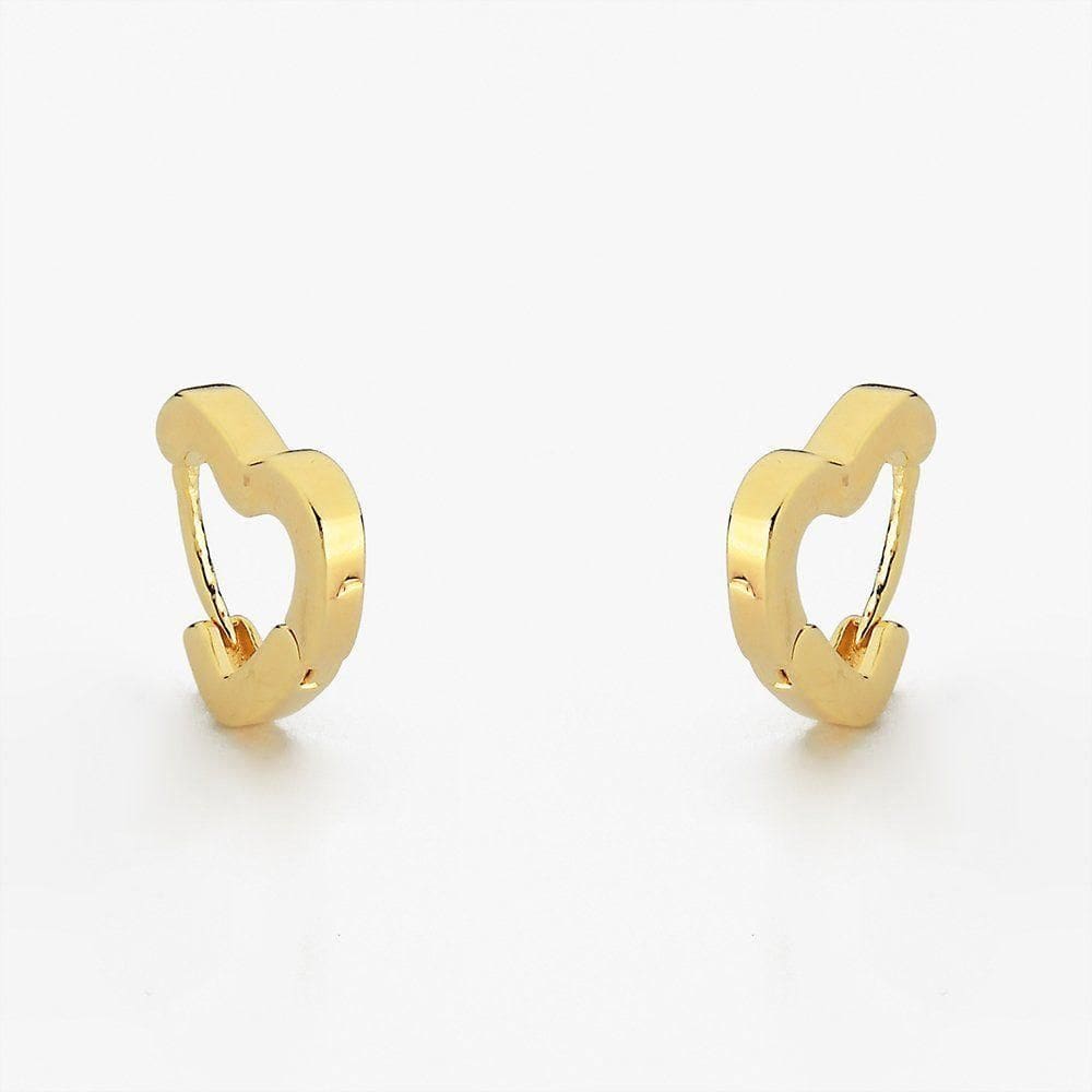 Brinco Argola De Coração Lisa Banhado A Ouro 18k Pequeno