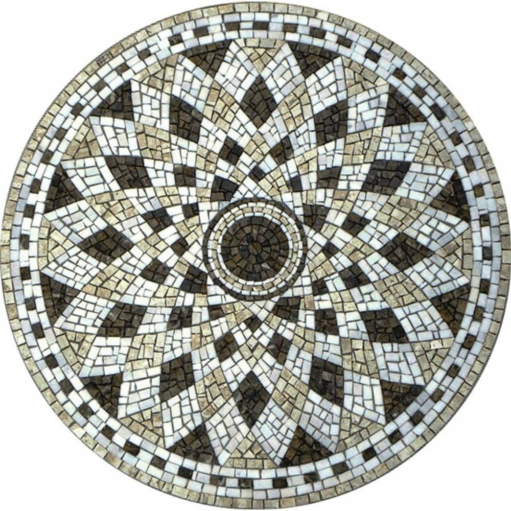 Piso Em Mosaico Romano Semente De Girassol I Tamanho 80cm