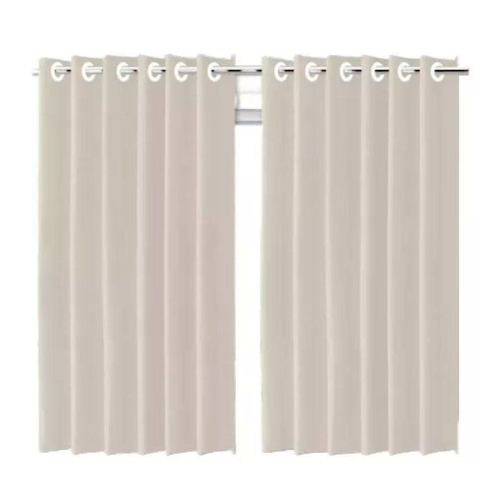 Cortina Blackout Bege Com Ilhós Bloqueio Total De Luz 280x250cm