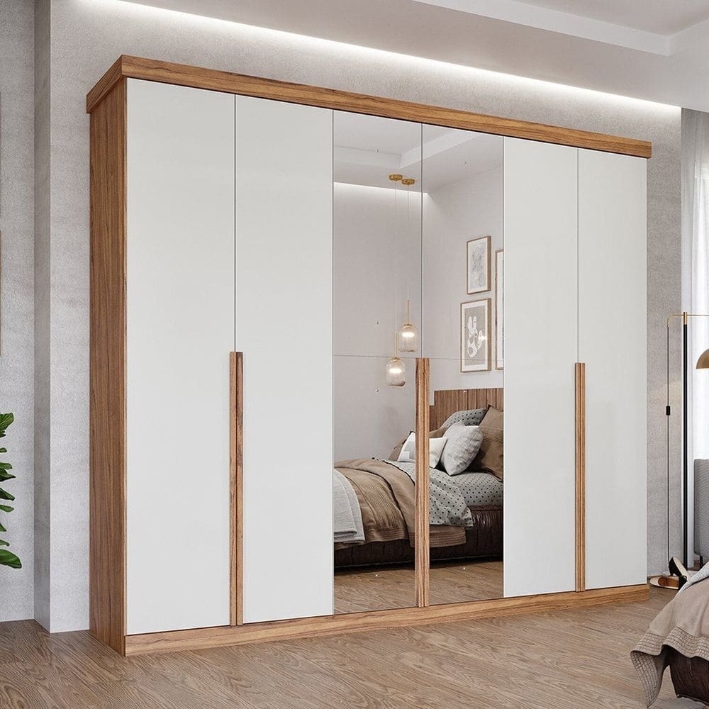 Guarda-roupa Casal 267,60cm 6 Portas com Espelho 100% | Extra