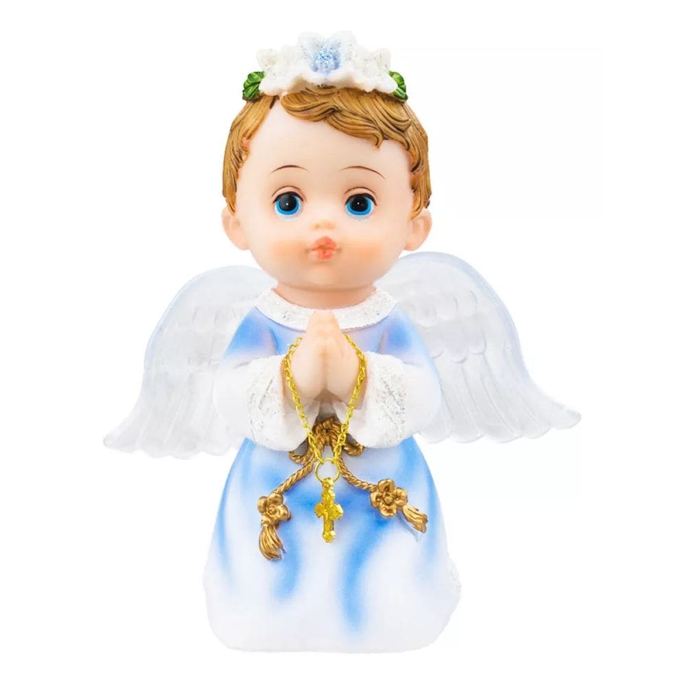Anjinho Roupa Azul Oração 15cm - Enfeite Resina
