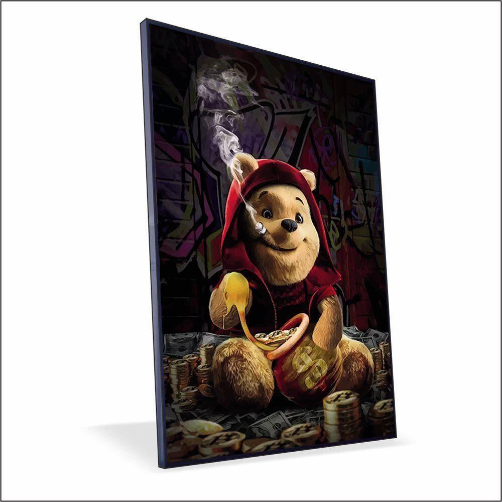 Quadro Ursinho Pooh Vinil Com Vidro Tamanho/moldura 60x40 Baixa Cor Preta