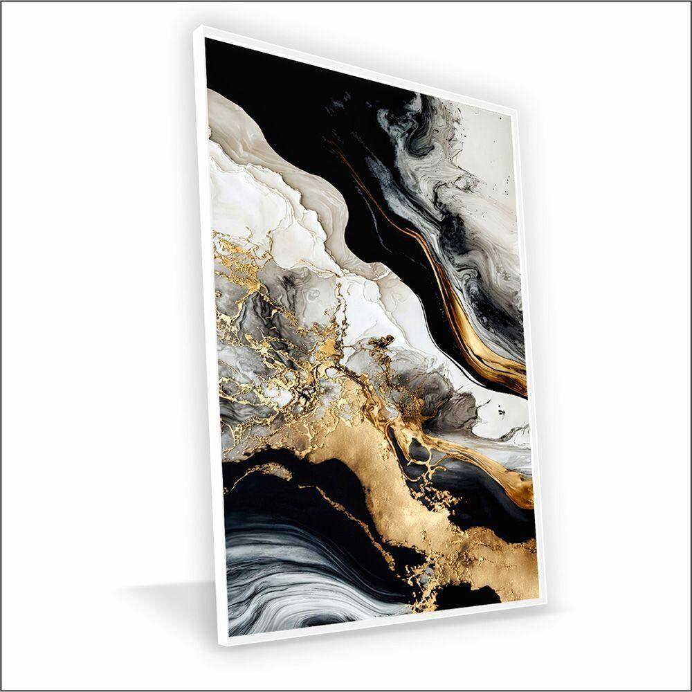 Quadro Marmorizado Chique Canvas Com Vidro Tamanho-moldura 150x100 Caixa Cor Branca