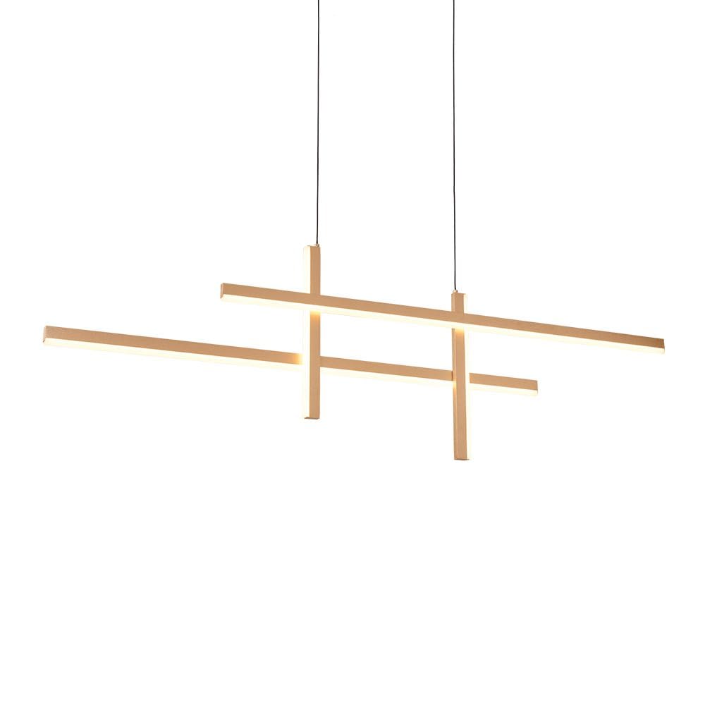 Lustre Pendente Nordecor Ashi 2790 Preto / Ouro Champagne Led Bivolt