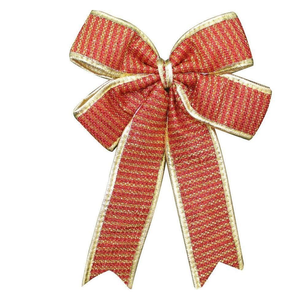 Enfeite árvore De Natal Laço Vermelho E Dourado 30cm