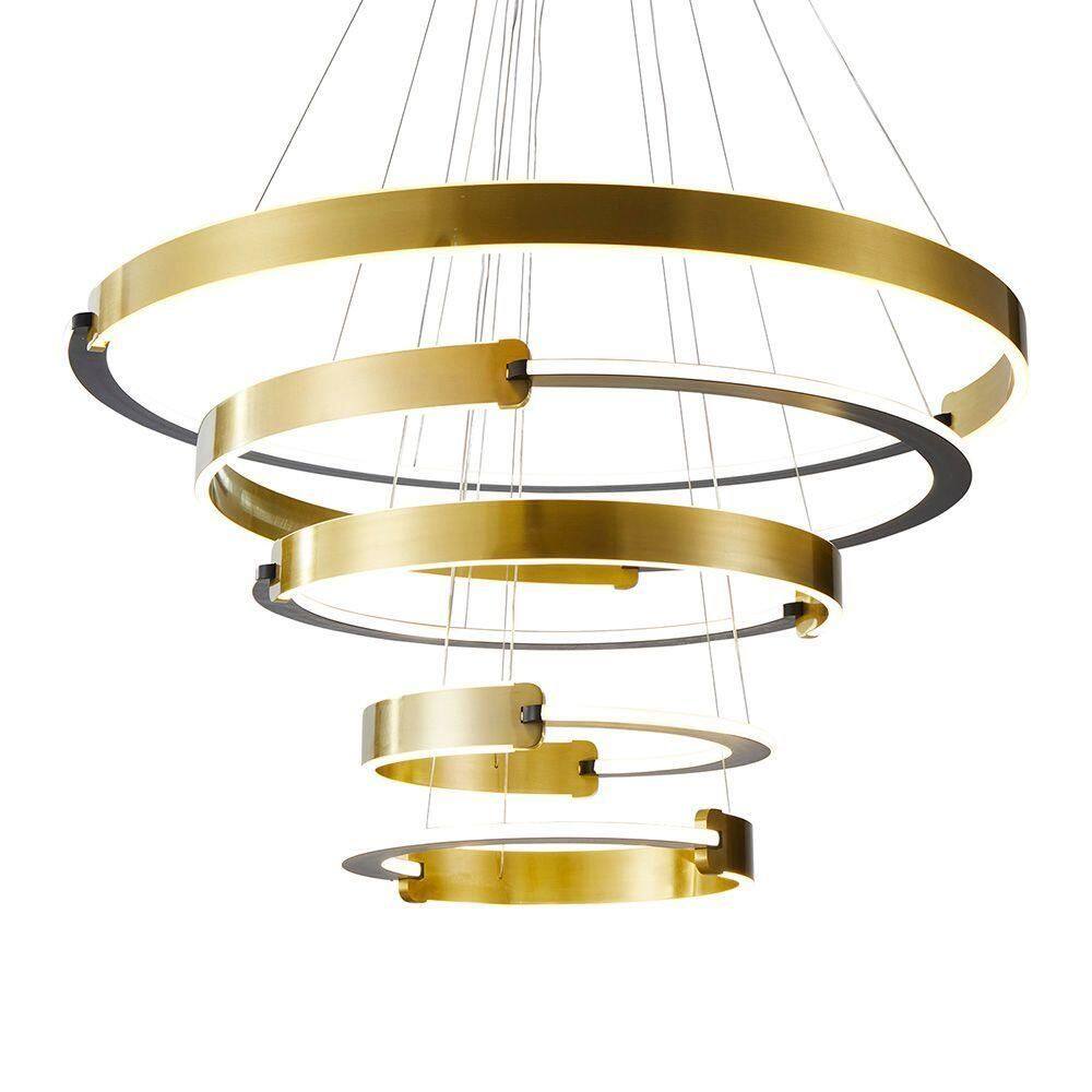 Lustre Pendente Nordecor Uoli 2575 Preto - Ouro Fosco Led Bivolt