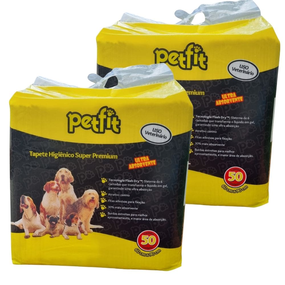 Kit 2 Tapetes Higiênico Petfit 50 Unidades 60x90 cm