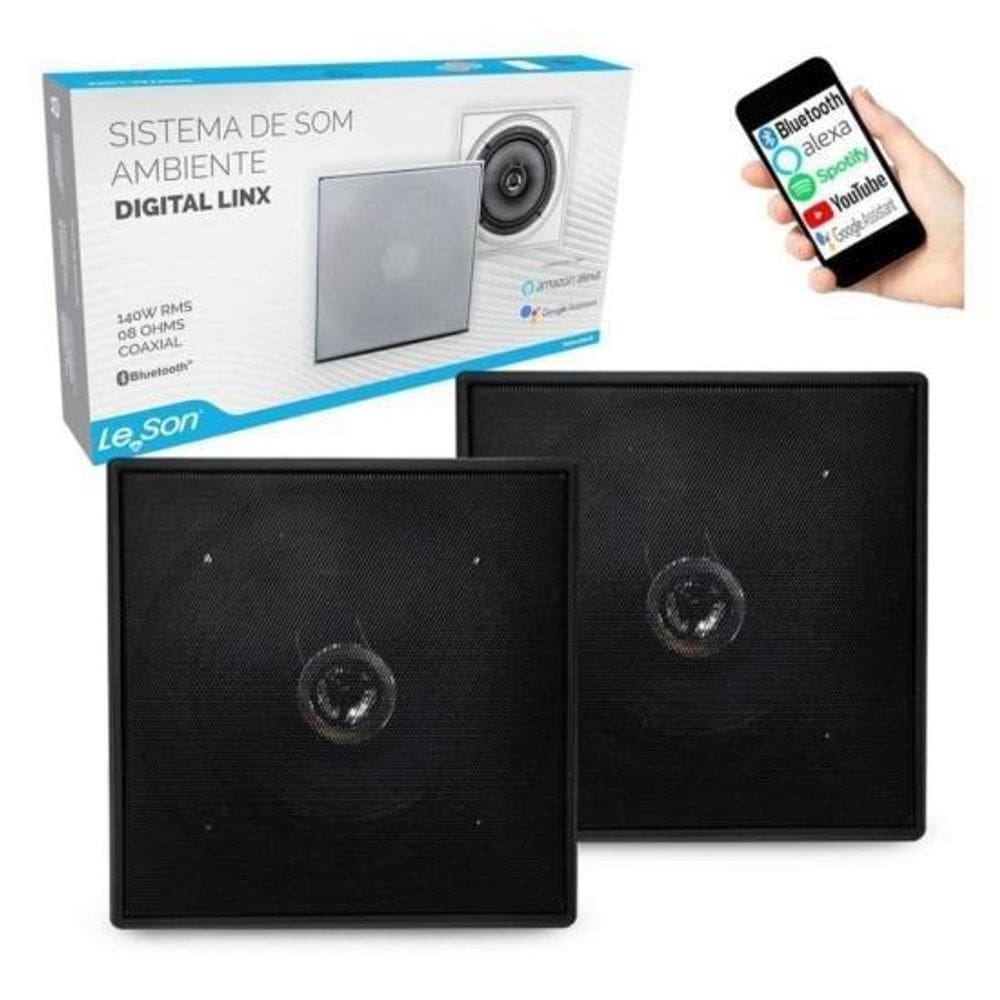 Kit Arandela 6" Leson 2LSQUADPT 70W RMS Quadrada Preta - PAR / 2 [F002]