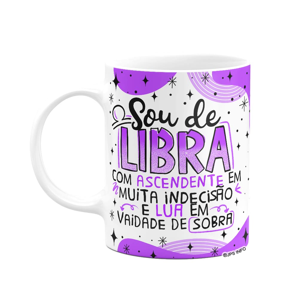 Caneca Divertida Signos - Sou de Libra - 325ml branca