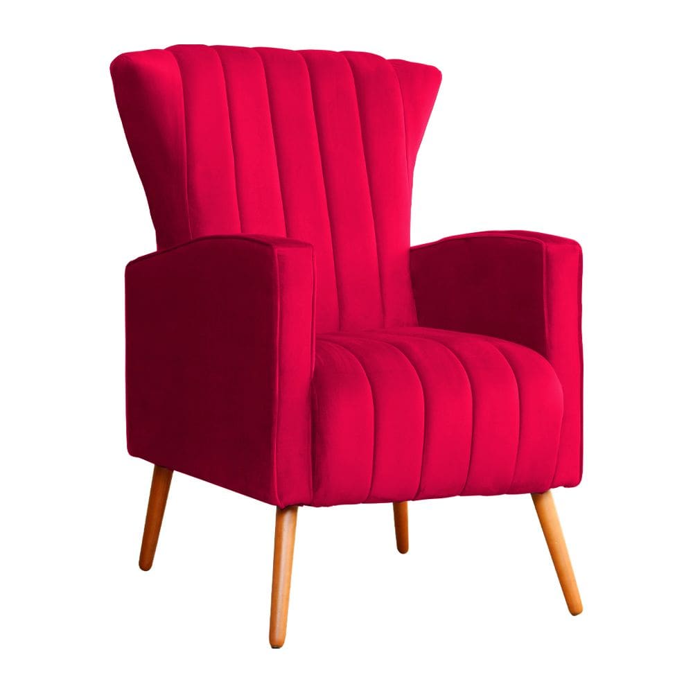 Poltrona Decorativa Melinda Veludo Vermelho - Montanaris Decor